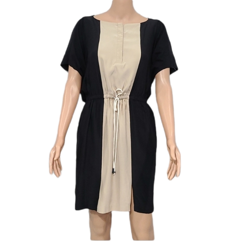 Cynthia Steffe Dress Size 6 Small Color Block 100% Silk Casual Short Sleeve